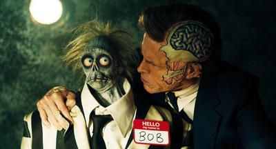 Nick Kellington and Willem Dafoe-stock-foto
