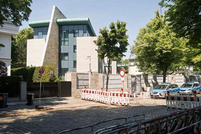 Berlin,13.06.2025,Israelische Botschaft im Bezirk Wilmersdorf / Ortsteil Schmargendorf. Die Botschaft Israels in Berlin-stock-foto