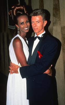 David Bowie and Iman attend 13th Annual ACE Awards on January 12, 1992 at the Pantages Theater in Hollywood, California-stock-photo