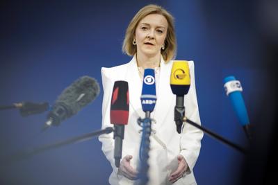 Elizabeth Truss, Ministerin fuer Auswaertiges, das Commonwealth und Entwicklung von Grossbritannien, aufgenommen waehre-stock-foto