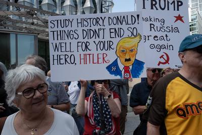 Protest against Trump in London-stock-photo