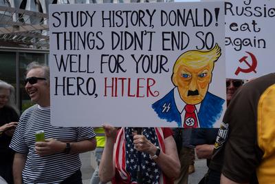 Protest against Trump in London-stock-photo