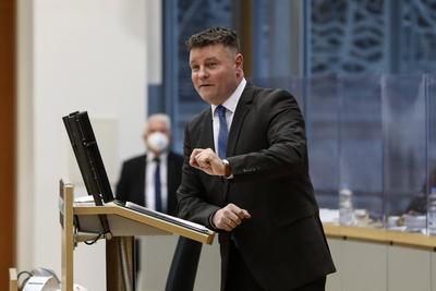 Parlamentarischer Gesch?ftsf?hrer Markus Kurze (CDU,Sachsen Anhalt) - Landtagssitzung im Landtag von Sachsen Anhalt Aktu-stock-foto