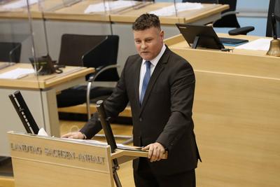 Parlamentarischer Gesch?ftsf?hrer Markus Kurze (CDU,Sachsen Anhalt) - Landtagssitzung im Landtag von Sachsen Anhalt Aktu-stock-foto