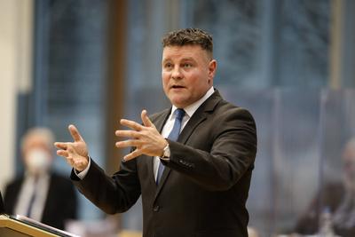 Parlamentarischer Gesch?ftsf?hrer Markus Kurze (CDU,Sachsen Anhalt) - Landtagssitzung im Landtag von Sachsen Anhalt Aktu-stock-foto