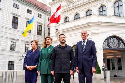 16.06.2025 - ?sterreich, Wien, Europa: Staatsbesuch - Der ukrainische Pr?sident Wolodymyr Selenskyj trifft gemeinsam mit-stock-foto