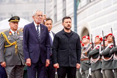 16.06.2025 - ?sterreich, Wien, Europa: Staatsbesuch - Der ukrainische Pr?sident Wolodymyr Selenskyj trifft gemeinsam mit-stock-foto