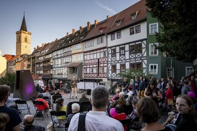 STADT ERFURT FEIERT DIE AUFNAHME DES J?DISCH-MITTELALTERLICHEN ERBES INS UNESCO-WELTKULTURERBE 26/09/2023 - Erfurt: Unte-stock-foto