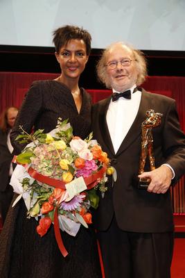 Dennenesch Zoude und Preistr?ger Michel Bergmann / Hessischer Film- und Kinopreis 2016 am 21. Oktober 2016 in der Alten-stock-foto