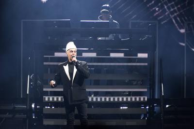 Pori, Finnland. 18. Juli 2024. Die Pet Shop Boys performen auf Pori Jazz. *** Pori, Finland 18 July 2024 the Pet Shop Bo-stock-photo