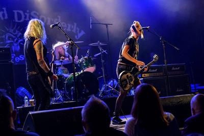 133/ Maid of Ace: Dora Sandoval (bass), Abby Charlotte Elliot (drums), and Alison Cara Elliot (vocals, guitar) from the-stock-photo