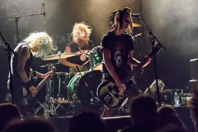 133/ Maid of Ace: Dora Sandoval, Abby Charlotte Elliot, and Alison Cara Elliot from the all sisters Punk band from Hasti-stock-photo
