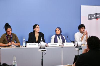 Berlin, Deutschland, 17.06.2025: Haus der Bundespressekonferenz: Pressekonferenz: CLAIM - Lagebild antimuslimischer Rass-stock-foto