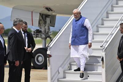 Croatia, Zagreb, 180625. Airport dr. Franjo Tudjman. Prime Minister of the Republic of India Narendra Modi arrived on an-stock-foto