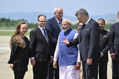 Croatia, Zagreb, 180625. Airport dr. Franjo Tudjman. Prime Minister of the Republic of India Narendra Modi arrived on an-stock-foto