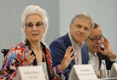 Hortensia V?lckers, Vorsitzende Aller.Land-Jury, Deutschland, Berlin, Bundeskanzleramt, Pressekonferenz: Aller.Land: Bek-stock-foto