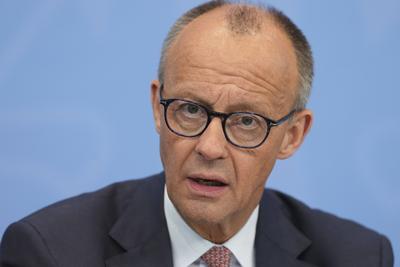 Pressekonferenz mit Bundeskanzler Merz nach der Ministerpraesidentenkonferenz (MPK)-stock-foto