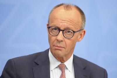 Pressekonferenz mit Bundeskanzler Merz nach der Ministerpraesidentenkonferenz (MPK)-stock-foto