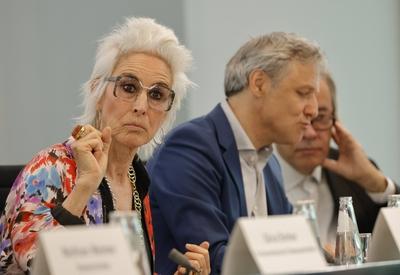 Hortensia V?lckers, Vorsitzende Aller.Land-Jury, Deutschland, Berlin, Bundeskanzleramt, Pressekonferenz: Aller.Land: Bek-stock-foto