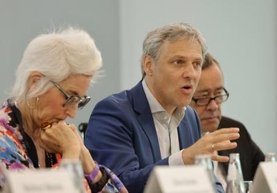 Samo Darian, Programmleitung Aller.Land, Deutschland, Berlin, Bundeskanzleramt, Pressekonferenz: Aller.Land: Bekanntgabe-stock-foto