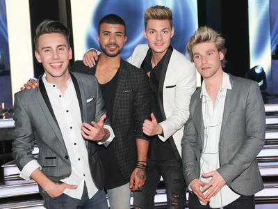 deutsche Schlager-Boygroup Feuerherz nach ZDF-TV Show Willkommen bei Carmen Nebel 30.4.16 in Hof deutsche Schlager-Boygr-stock-foto