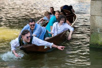 GER, Tuebinger Stocherkahnrennen, Traditionelles Fest, Auf dem Neckar, Socherkahn, 19.06.2025-stock-foto