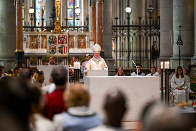 Domplatz Linz, Neuer Dom, Mariendom-stock-foto