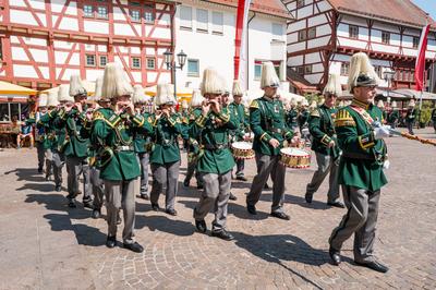 Fronleichnams-Prozession auf dem Marktplatz in Bad Saulgau-stock-foto