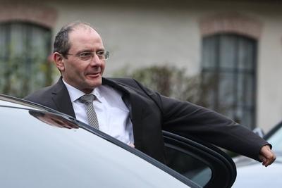 Innenminister Markus Ulbig Sachsen CDU Sicherheitskooperation Tagung im Hotel Burg Wanzleben In-stock-foto