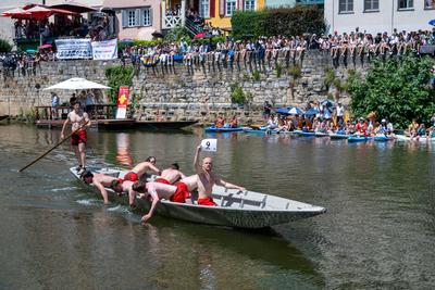 GER, Tuebinger Stocherkahnrennen, Traditionelles Fest, Auf dem Neckar, Socherkahn, 19.06.2025-stock-foto