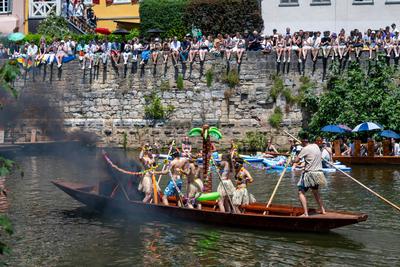 GER, Tuebinger Stocherkahnrennen, Traditionelles Fest, Auf dem Neckar, Socherkahn, 19.06.2025-stock-foto