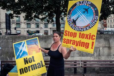 Chemtrails Protest-stock-foto