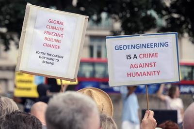 Chemtrails Protest-stock-foto