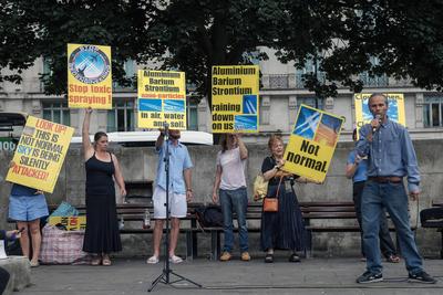Chemtrails Protest-stock-foto