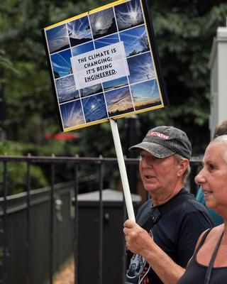Chemtrails Protest-stock-foto