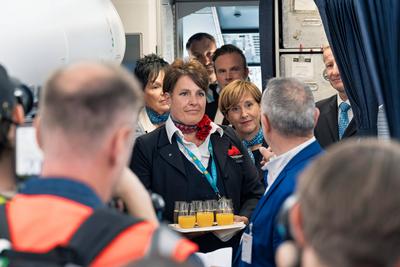 20.06.2025, Sch?nefeld,Brandenburg,Deutschland,GER,Flughafen BER Berlin Brandenburg Willy Brandt. Erstflug mit Air Trans-stock-photo