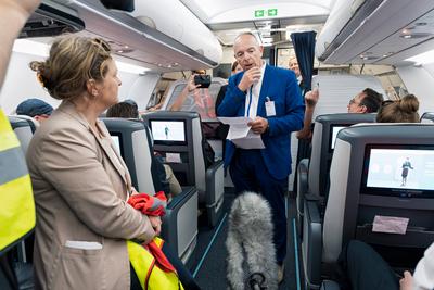 20.06.2025, Sch?nefeld,Brandenburg,Deutschland,GER,Flughafen BER Berlin Brandenburg Willy Brandt. Erstflug mit Air Trans-stock-photo