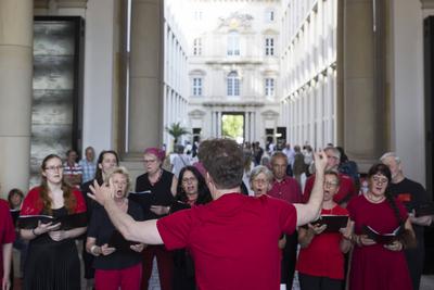 Fte de la Musique, Musikveranstaltung in Berlin, 21.06.2025 Hans-Beimler-Chor im Humboldt Forum im Rahmen der Fte de l-stock-photo