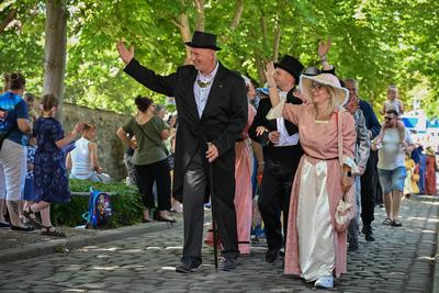 Merseburger Schlossfestspiele, Traditioneller Schlossfestumzug, Motto: 'Merseburg im Wandel der Zeit - Zwischen Aufstand, Herrschaft und Wissen',22.06.2025-stock-photo