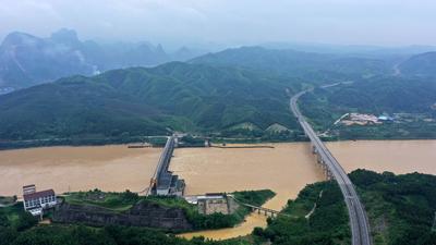 Flood Peak in Rong'an-stock-foto