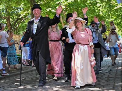 Merseburger Schlossfestspiele, Traditioneller Schlossfestumzug, Motto: 'Merseburg im Wandel der Zeit - Zwischen Aufstand, Herrschaft und Wissen',22.06.2025-stock-photo