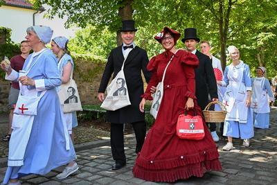 Merseburger Schlossfestspiele, Traditioneller Schlossfestumzug, Motto: 'Merseburg im Wandel der Zeit - Zwischen Aufstand, Herrschaft und Wissen',22.06.2025-stock-photo