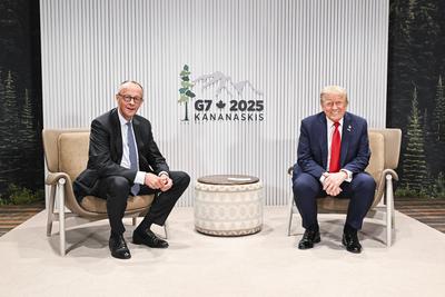 News Bilder des Tages Kananaskis, Kanada, 16.06.2025: G7-Gipfel: Der deutsche Bundeskanzler Friedrich Merz (CDU), CDU, u-stock-photo