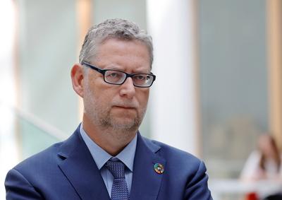 Thorsten Sch?fer-G?mbel, Vorstandssprecher der GIZ ), Deutschland, Berlin, Jahrespressekonferenz: Deutsche Gesellschaft-stock-foto