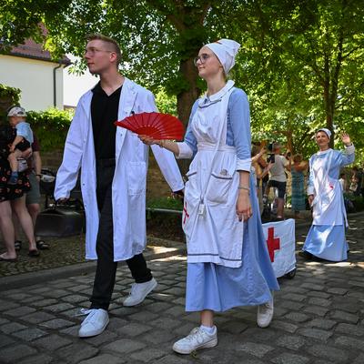 Merseburger Schlossfestspiele, Traditioneller Schlossfestumzug, Motto: 'Merseburg im Wandel der Zeit - Zwischen Aufstand, Herrschaft und Wissen',22.06.2025-stock-photo