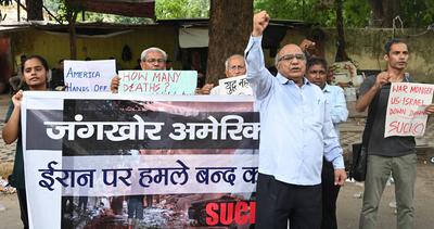 SUCI-C Members Stage Protests Against US Strikes On Nuclear Facilities In Iran-stock-foto
