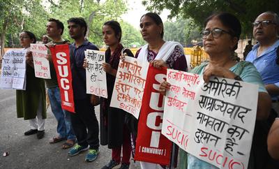SUCI-C Members Stage Protests Against US Strikes On Nuclear Facilities In Iran-stock-foto