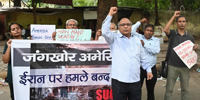 SUCI-C Members Stage Protests Against US Strikes On Nuclear Facilities In Iran-stock-photo