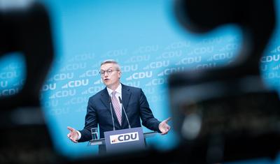 CDU Deutschlands - Pressekonfererenz nach Bundesvorstandssitzung --stock-photo