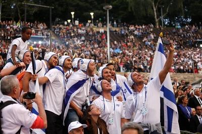 28 07 2015 Berlin Deutschland GER Waldb?hne Er?ffnung der 14 European Maccabi Games Die Israelische-stock-foto